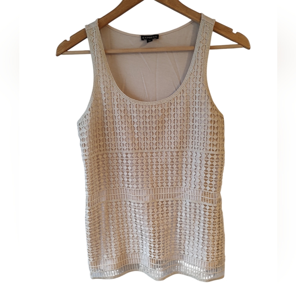 Express Gold Crocheted Sparkle Tank Top Size Small